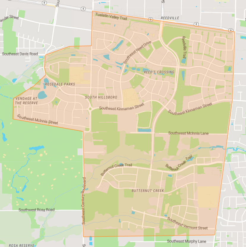 South Hillsboro Map